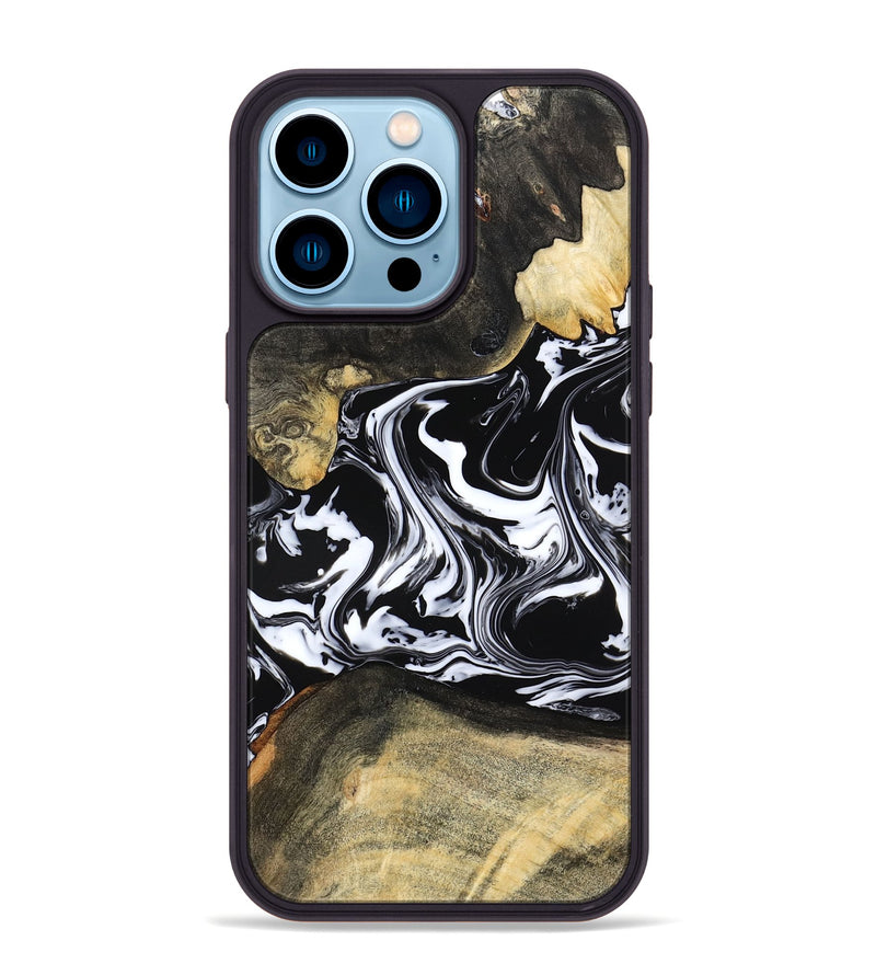 iPhone 14 Pro Max Wood Phone Case - Grayce (Black & White, 780966)