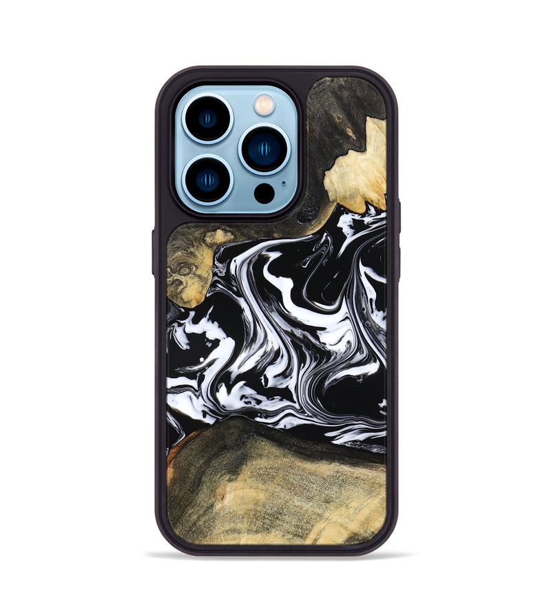 iPhone 14 Pro Wood Phone Case - Grayce (Black & White, 780966)