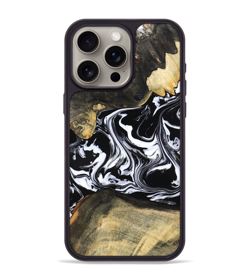 iPhone 15 Pro Max Wood Phone Case - Grayce (Black & White, 780966)