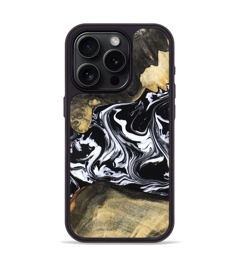 iPhone 15 Pro Wood Phone Case - Grayce (Black & White, 780966)