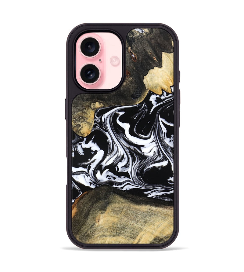 iPhone 16 Wood Phone Case - Grayce (Black & White, 780966)