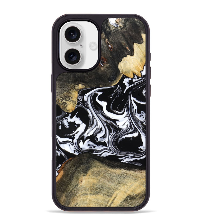 iPhone 16 Plus Wood Phone Case - Grayce (Black & White, 780966)