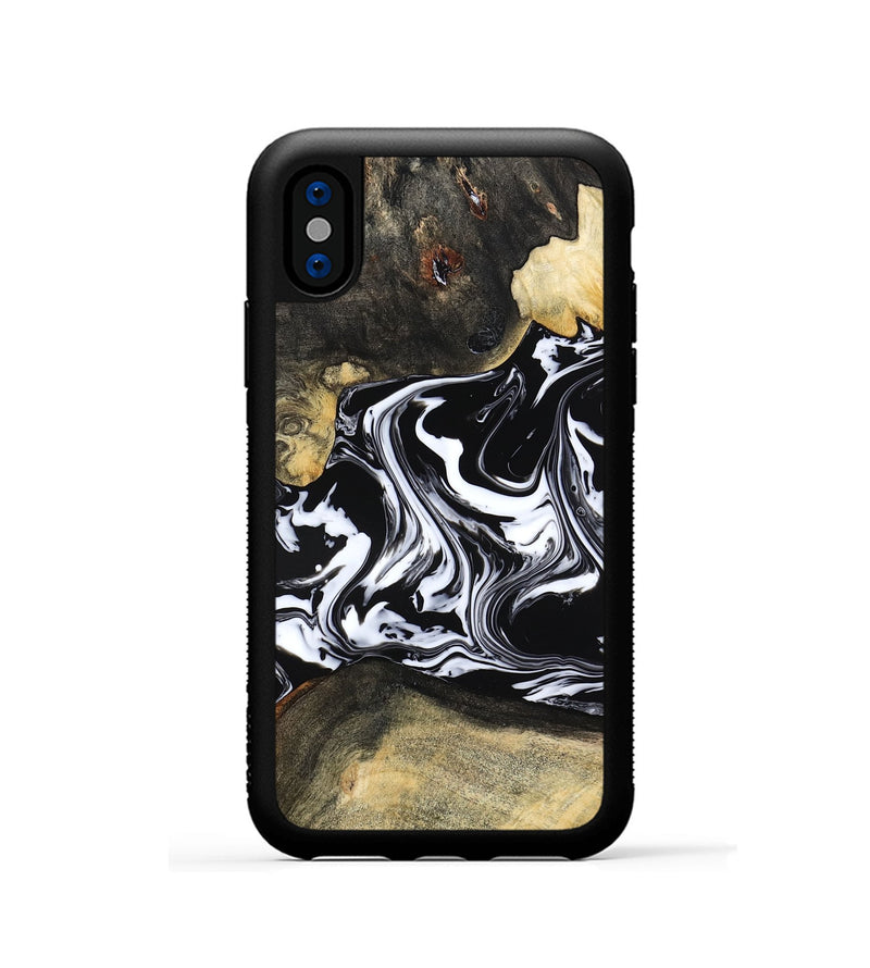 iPhone Xs Wood Phone Case - Grayce (Black & White, 780966)