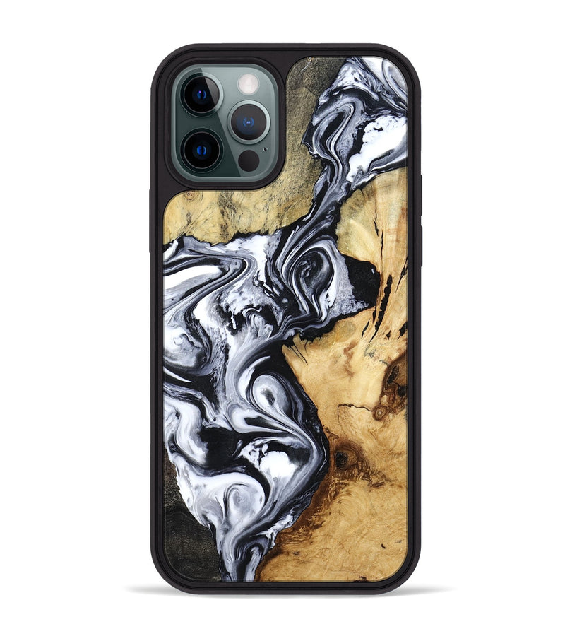 iPhone 12 Pro Max Wood Phone Case - Estevan (Black & White, 780967)