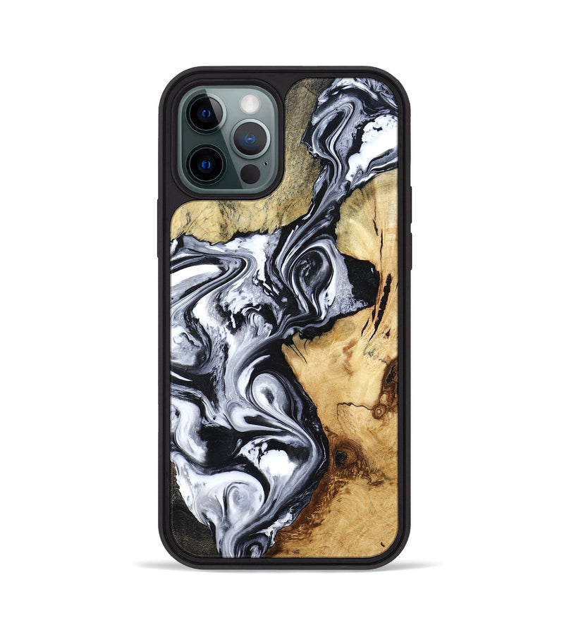 iPhone 12 Pro Wood Phone Case - Estevan (Black & White, 780967)