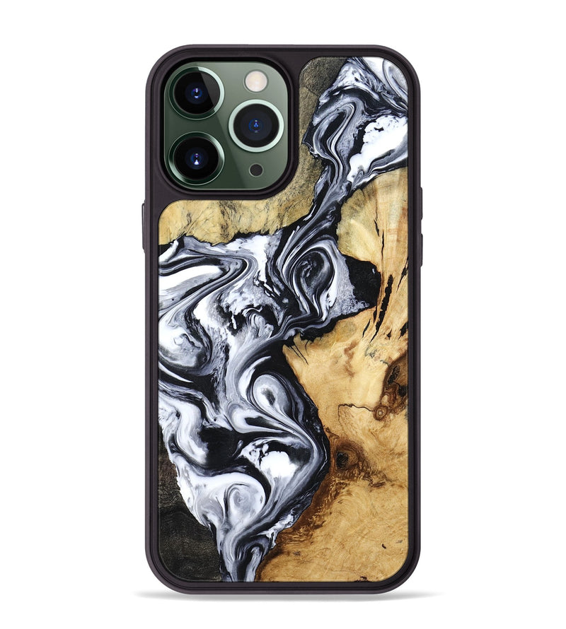 iPhone 13 Pro Max Wood Phone Case - Estevan (Black & White, 780967)