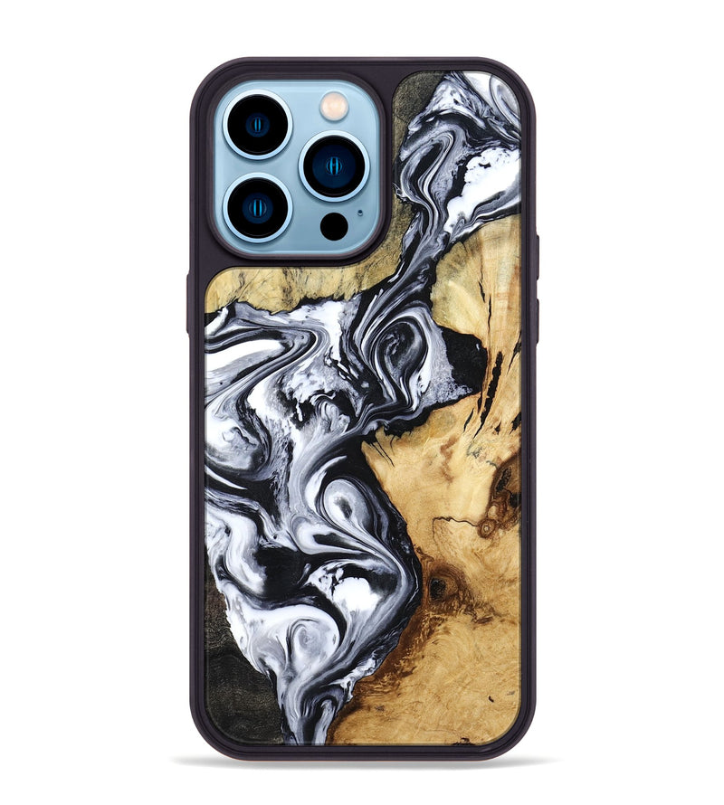 iPhone 14 Pro Max Wood Phone Case - Estevan (Black & White, 780967)