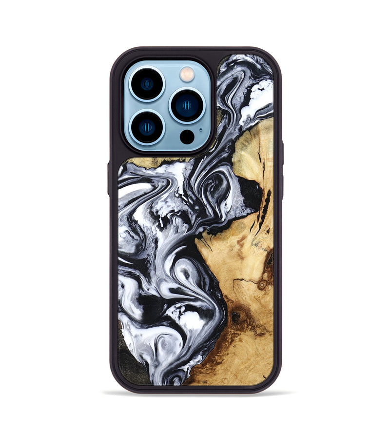 iPhone 14 Pro Wood Phone Case - Estevan (Black & White, 780967)