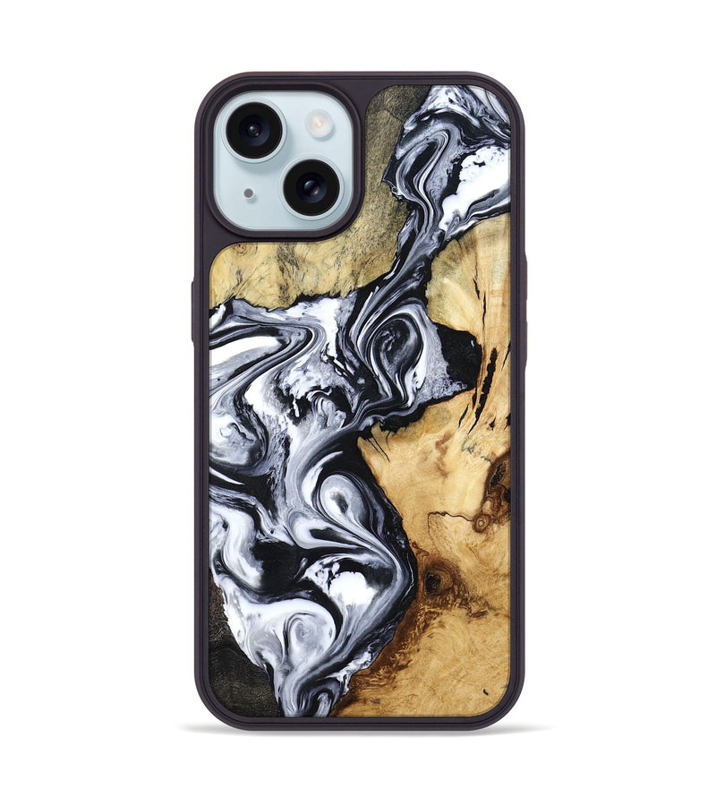 iPhone 15 Wood Phone Case - Estevan (Black & White, 780967)