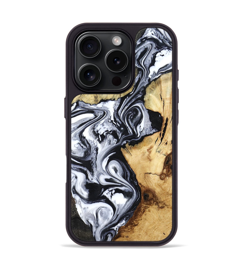 iPhone 16 Pro Wood Phone Case - Estevan (Black & White, 780967)