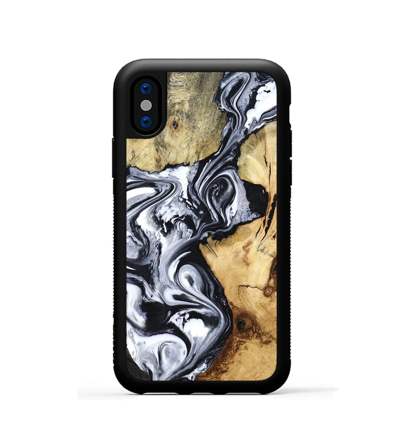 iPhone Xs Wood Phone Case - Estevan (Black & White, 780967)