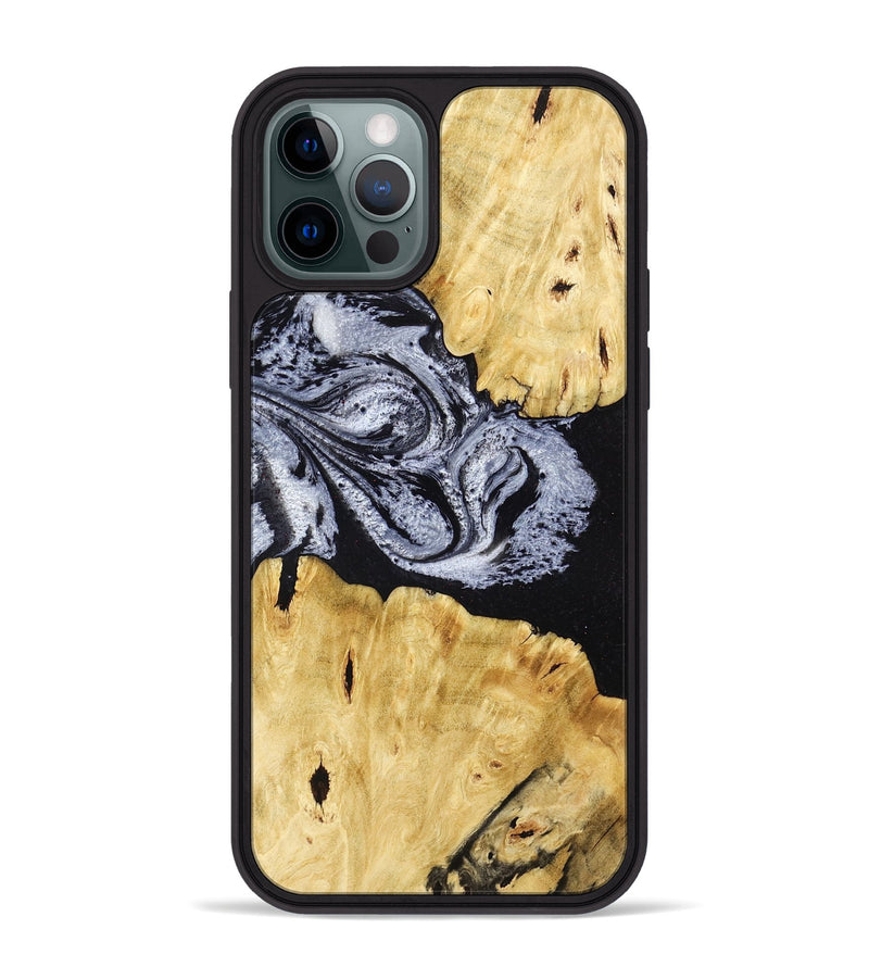 iPhone 12 Pro Max Wood Phone Case - Sherman (Black & White, 780968)