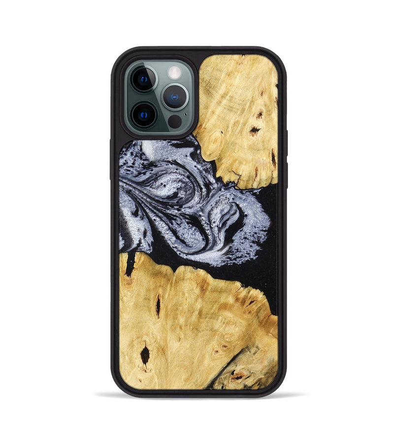 iPhone 12 Pro Wood Phone Case - Sherman (Black & White, 780968)