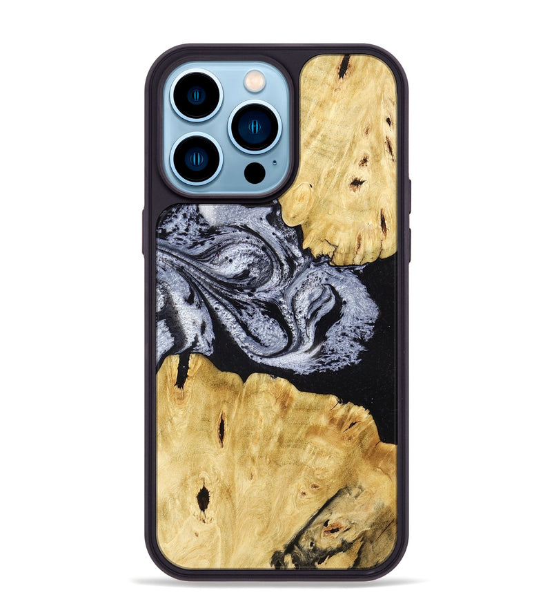 iPhone 14 Pro Max Wood Phone Case - Sherman (Black & White, 780968)