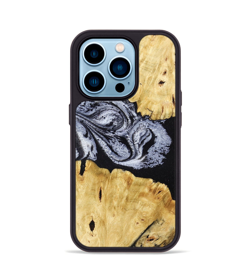iPhone 14 Pro Wood Phone Case - Sherman (Black & White, 780968)