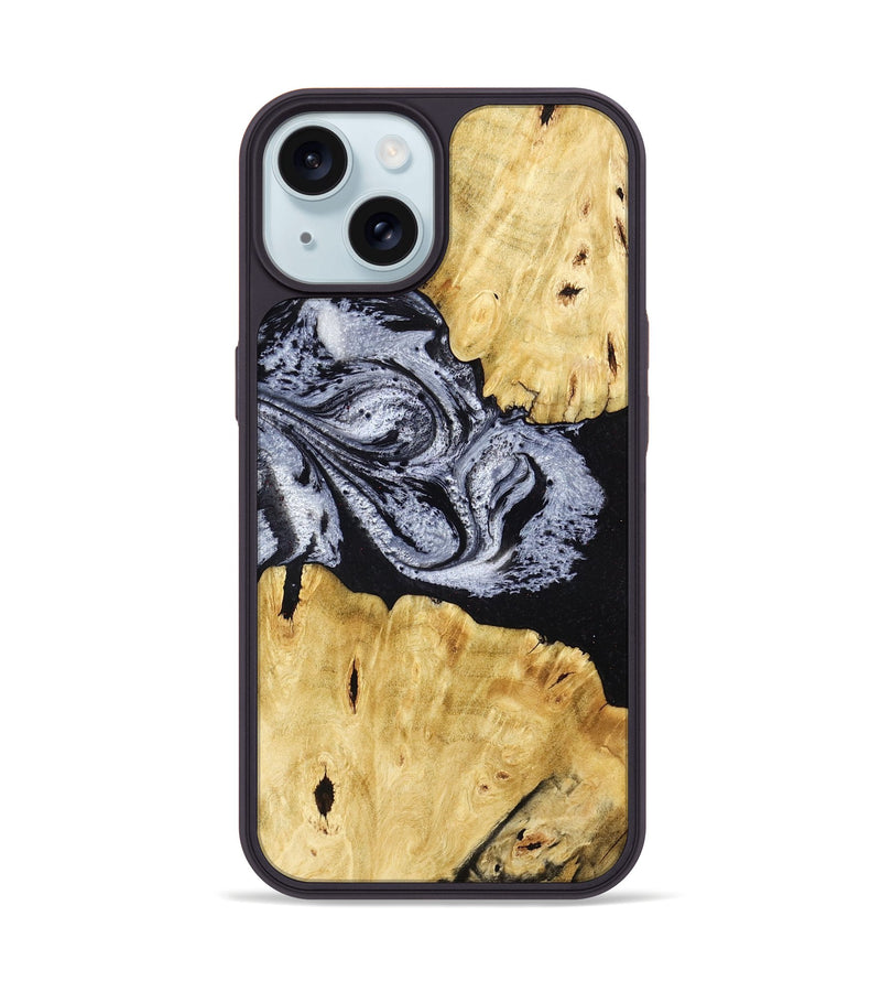 iPhone 15 Wood Phone Case - Sherman (Black & White, 780968)