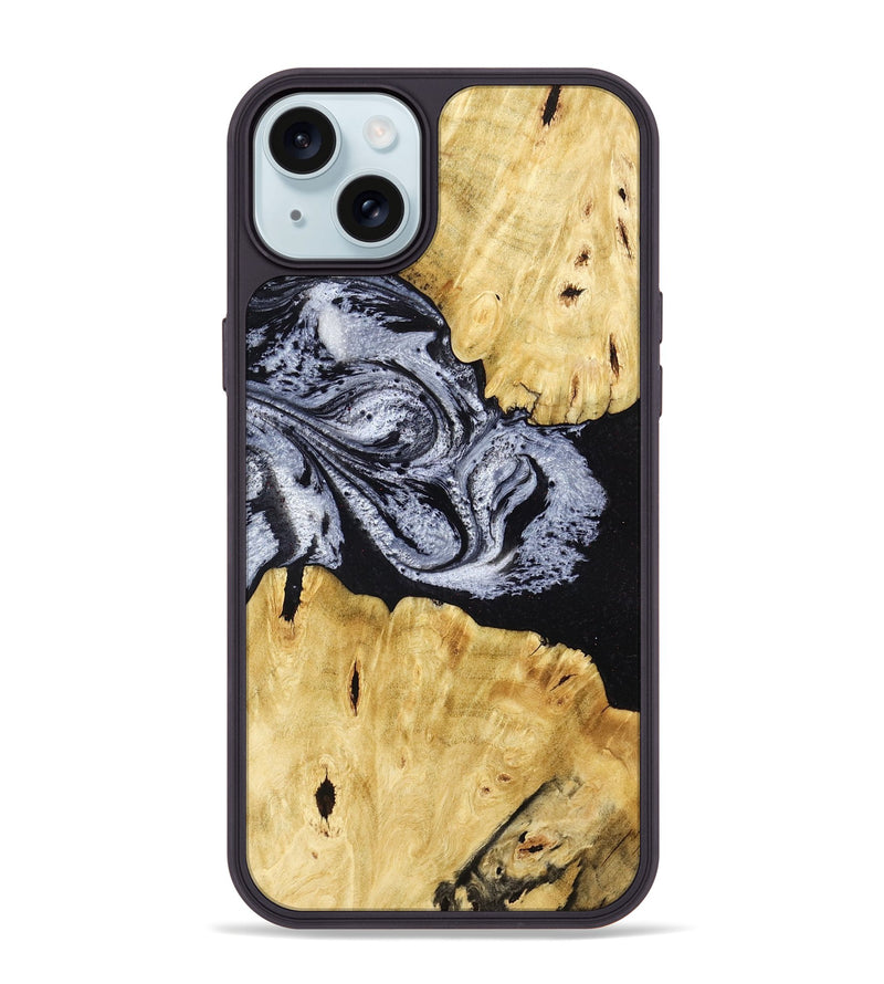 iPhone 15 Plus Wood Phone Case - Sherman (Black & White, 780968)