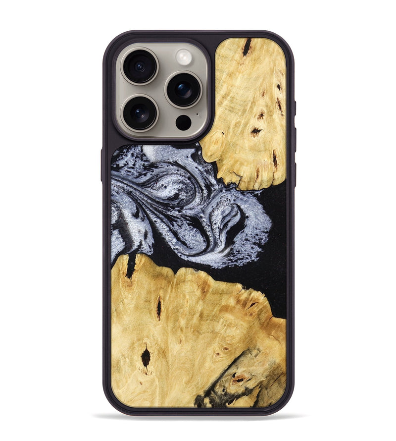 iPhone 15 Pro Max Wood Phone Case - Sherman (Black & White, 780968)
