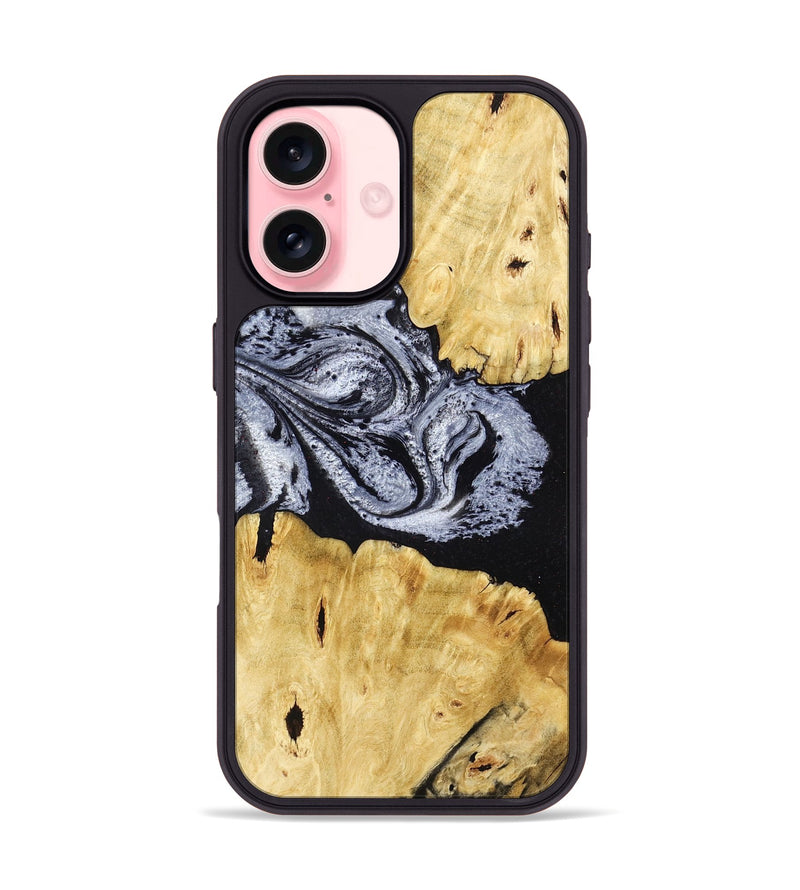 iPhone 16 Wood Phone Case - Sherman (Black & White, 780968)