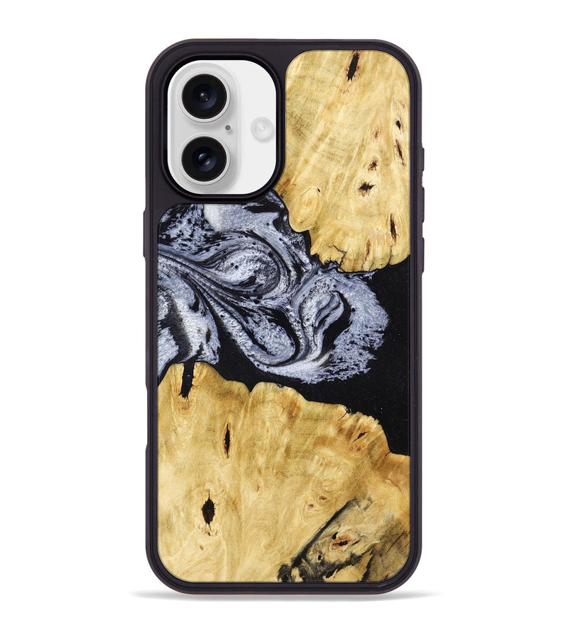 iPhone 16 Plus Wood Phone Case - Sherman (Black & White, 780968)