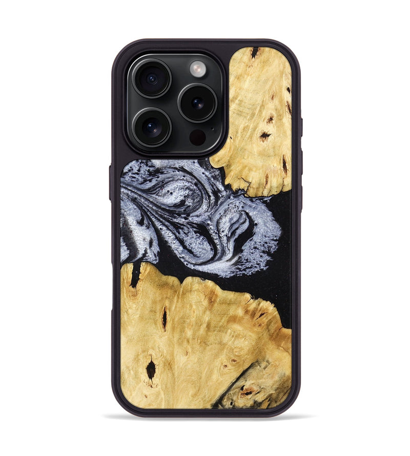 iPhone 16 Pro Wood Phone Case - Sherman (Black & White, 780968)