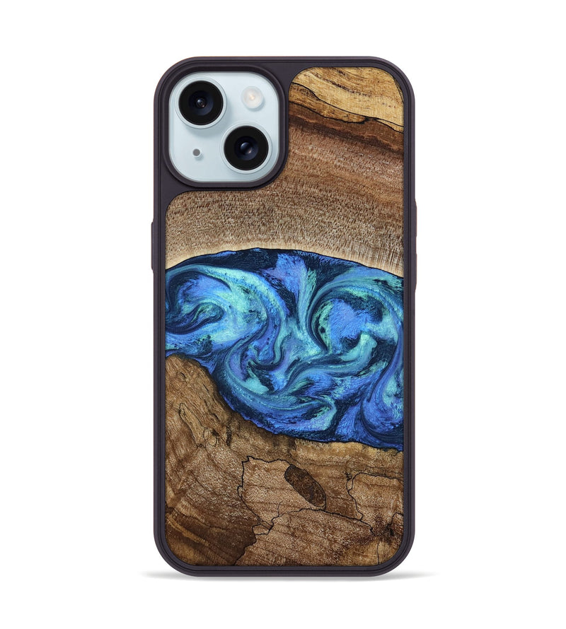 iPhone 15 Wood Phone Case - Marlo (Blue, 781042)