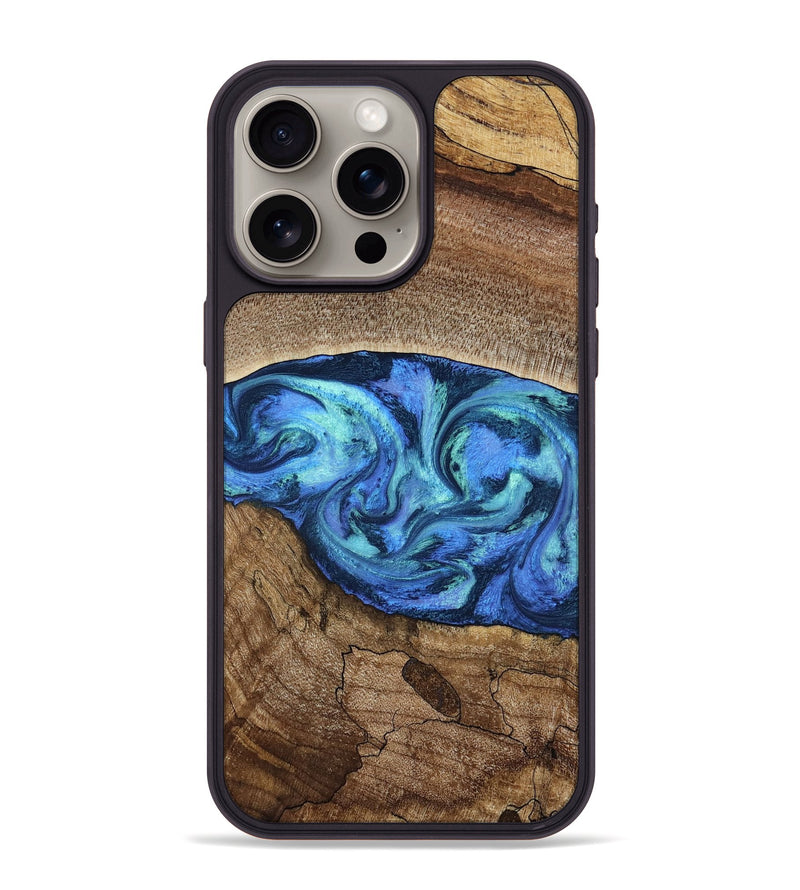 iPhone 15 Pro Max Wood Phone Case - Marlo (Blue, 781042)