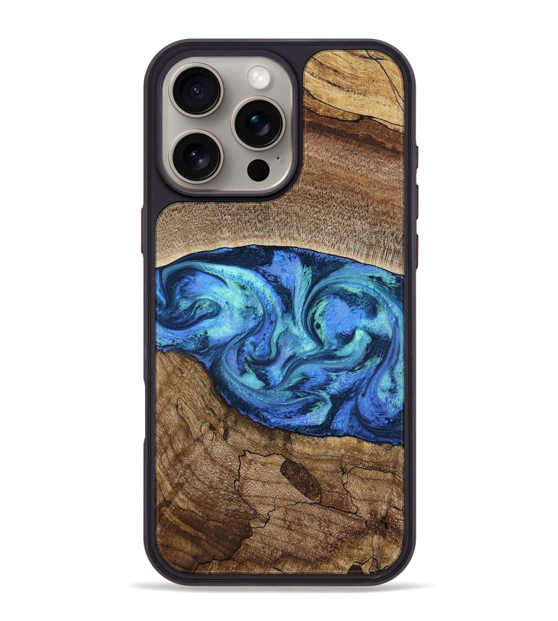 iPhone 16 Pro Max Wood Phone Case - Marlo (Blue, 781042)