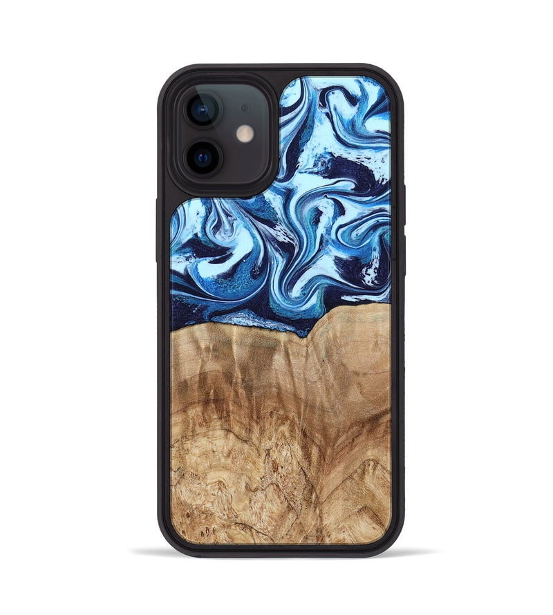 iPhone 12 Wood Phone Case - Trina (Blue, 781148)
