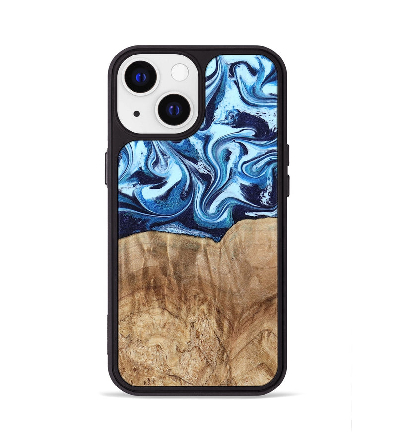 iPhone 13 Wood Phone Case - Trina (Blue, 781148)