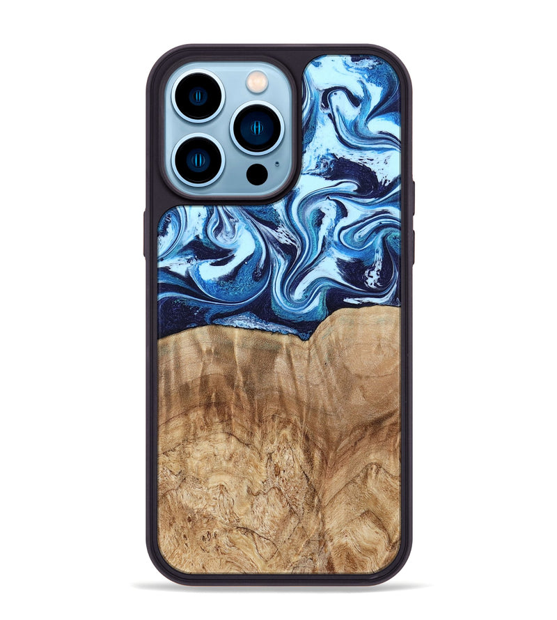 iPhone 14 Pro Max Wood Phone Case - Trina (Blue, 781148)