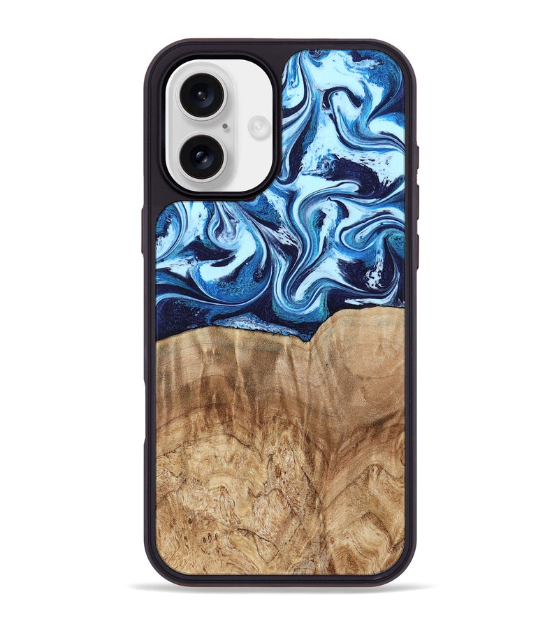 iPhone 16 Plus Wood Phone Case - Trina (Blue, 781148)
