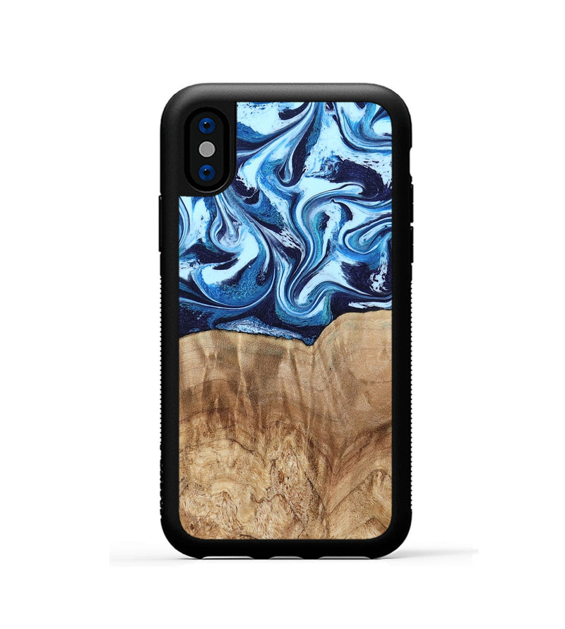 iPhone Xs Wood Phone Case - Trina (Blue, 781148)