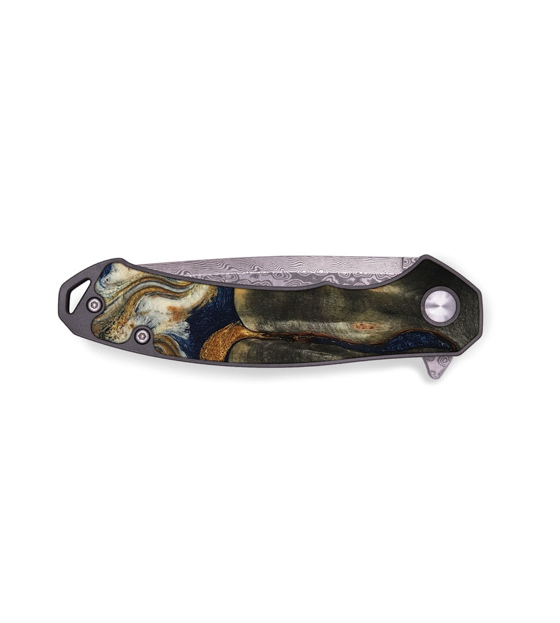 EDC Wood Pocket Knife - Aldo (Teal & Gold, 781307)