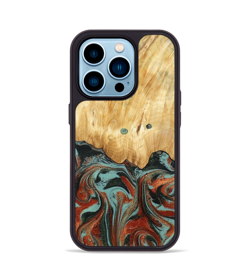 iPhone 14 Pro Wood Phone Case - Mahlon (Green, 781565)