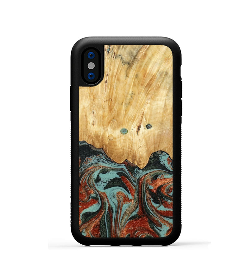 iPhone Xs Wood Phone Case - Mahlon (Green, 781565)