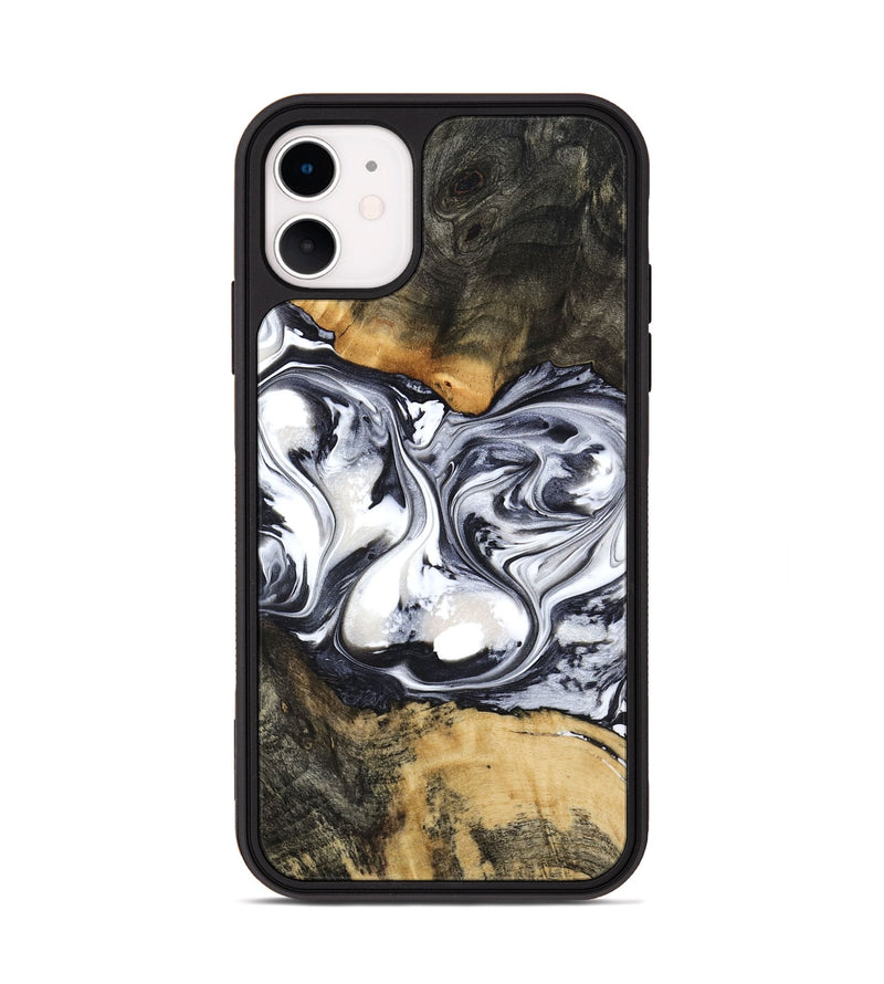 iPhone 11 Wood Phone Case - Verna (Black & White, 781580)