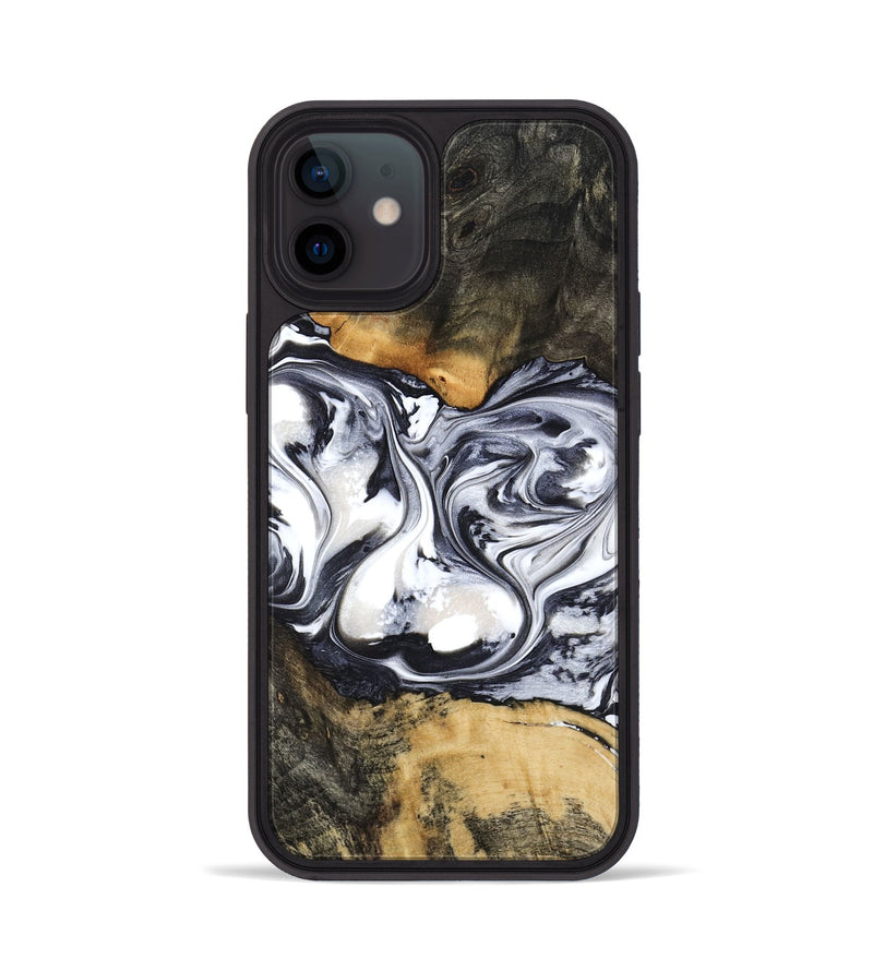 iPhone 12 Wood Phone Case - Verna (Black & White, 781580)