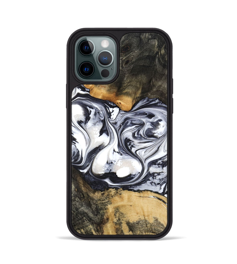 iPhone 12 Pro Wood Phone Case - Verna (Black & White, 781580)