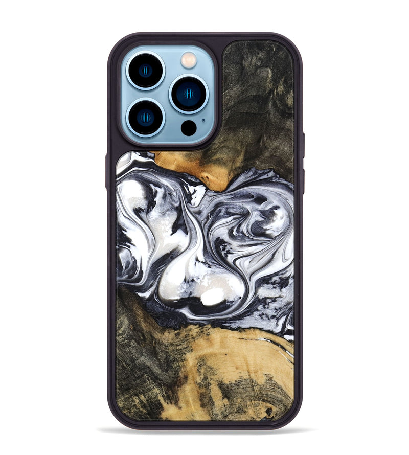 iPhone 14 Pro Max Wood Phone Case - Verna (Black & White, 781580)