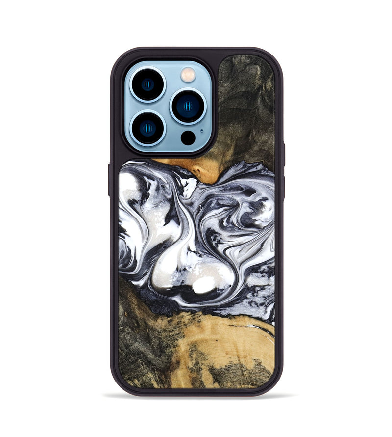 iPhone 14 Pro Wood Phone Case - Verna (Black & White, 781580)