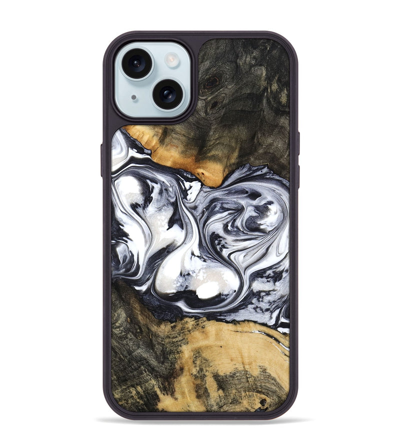 iPhone 15 Plus Wood Phone Case - Verna (Black & White, 781580)