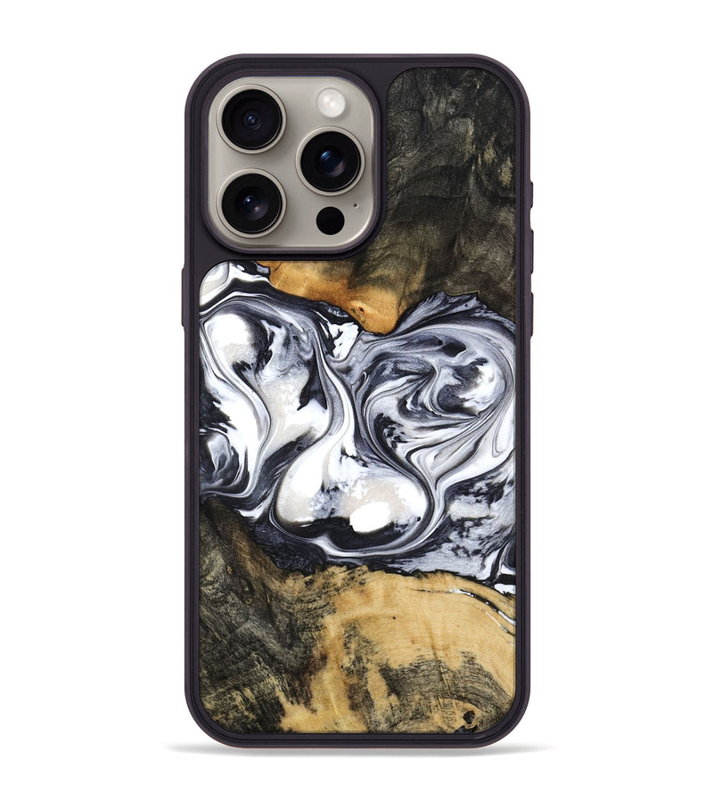 iPhone 15 Pro Max Wood Phone Case - Verna (Black & White, 781580)