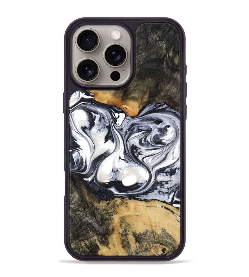iPhone 16 Pro Max Wood Phone Case - Verna (Black & White, 781580)