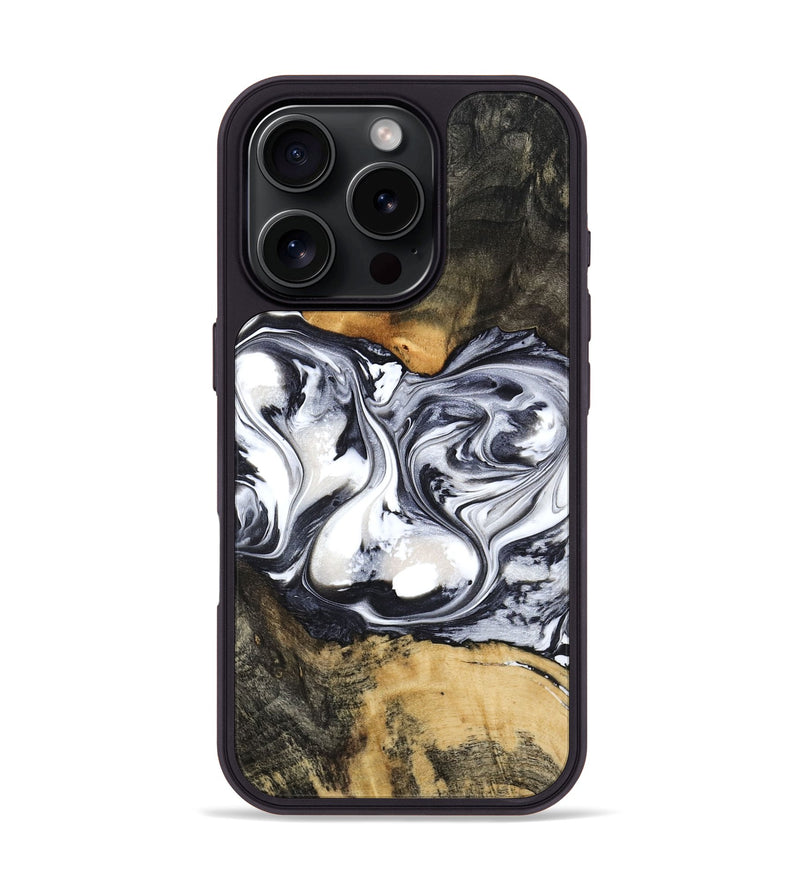iPhone 16 Pro Wood Phone Case - Verna (Black & White, 781580)