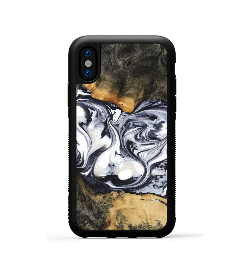 iPhone Xs Wood Phone Case - Verna (Black & White, 781580)