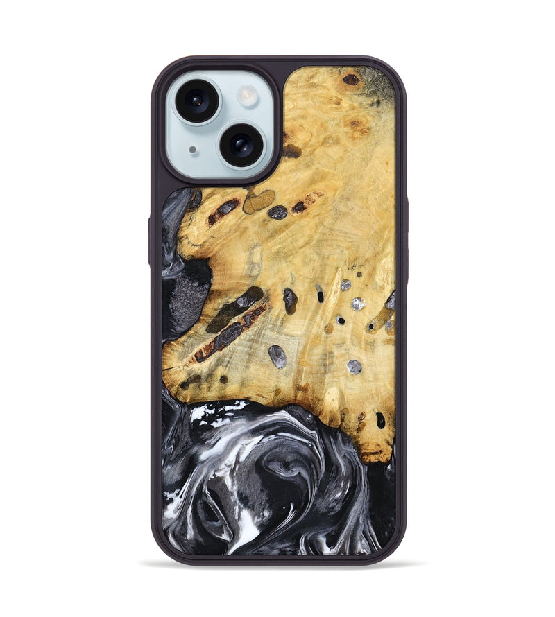 iPhone 15 Wood Phone Case - Nevada (Black & White, 781581)