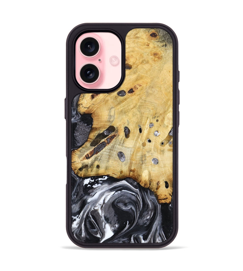 iPhone 16 Wood Phone Case - Nevada (Black & White, 781581)