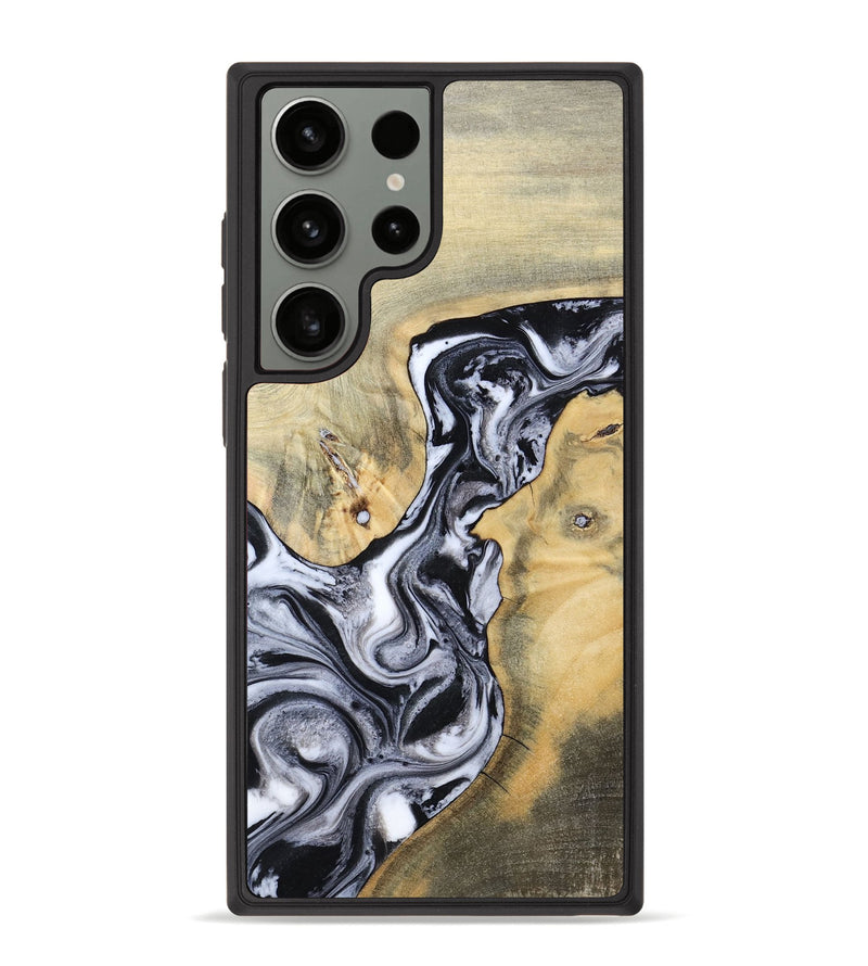 Galaxy S23 Ultra Wood Phone Case - Izael (Black & White, 781582)