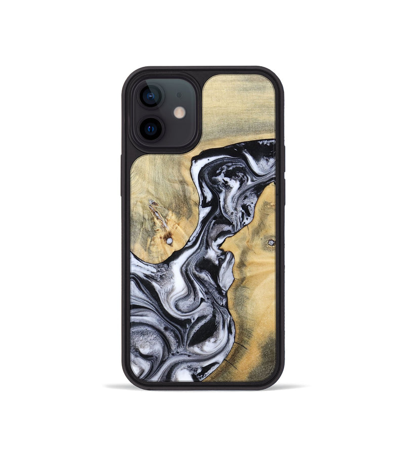 iPhone 12 mini Wood Phone Case - Izael (Black & White, 781582)